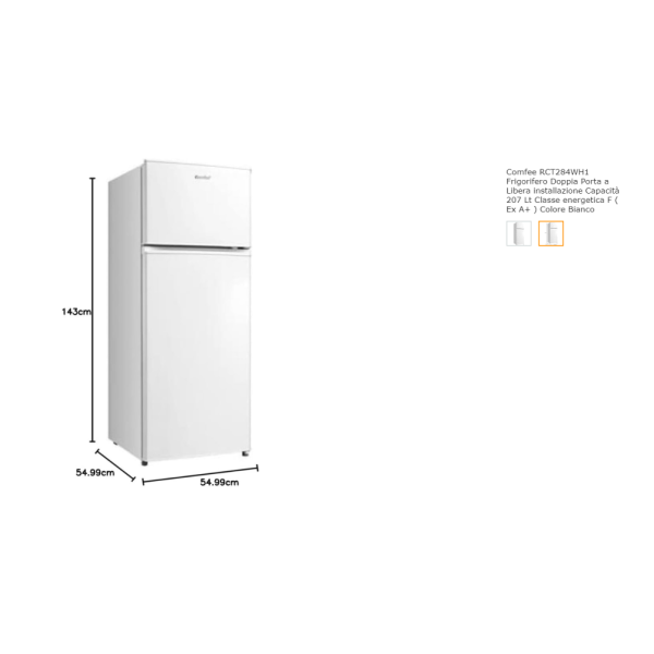 FRIGO DOPPIA PORTA COMFEE RCT284WH1 240 LT.